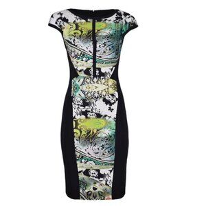 ETRO Milano Paisley Graphic Sheath Dress Mixed Media Slimming Bodycon Dress